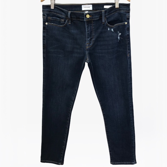FRAME Le Garçon High-Rise Slightly Distressed Jeans - 30 - Picture 5 of 17
